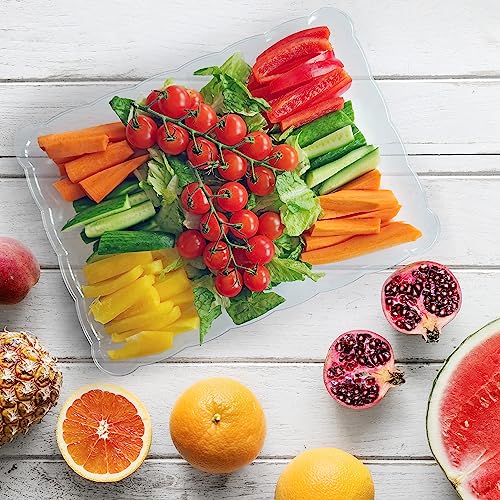 6 Pack Clear Plastic Serving Trays for Party, 9 x 13 Inch - Heavy Duty Plastic Trays for Food - Rectangular Party Serving Trays and Platters - Clear Disposable Trays - My Kitchen Products