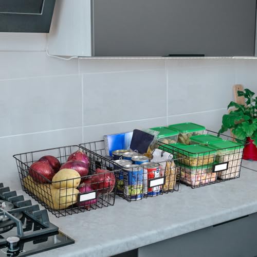6 Pack Wire Baskets for Pantry Organization and Storage, Kitchen Organizer, 2 XXLarge & 2 XLarge & 2 Large - My Kitchen Products