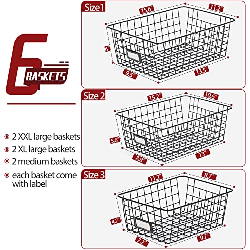 6 Pack Wire Baskets for Pantry Organization and Storage, Kitchen Organizer, 2 XXLarge & 2 XLarge & 2 Large - My Kitchen Products