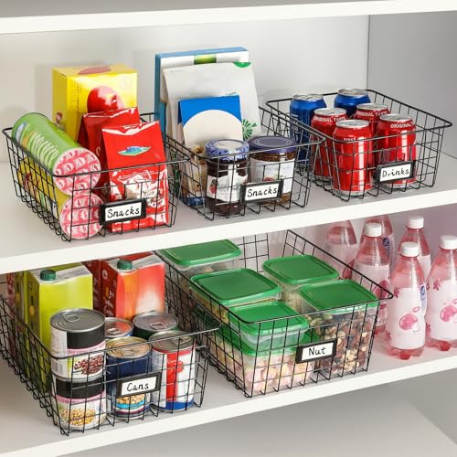 6 Pack Wire Baskets for Pantry Organization and Storage, Kitchen Organizer, 2 XXLarge & 2 XLarge & 2 Large - My Kitchen Products