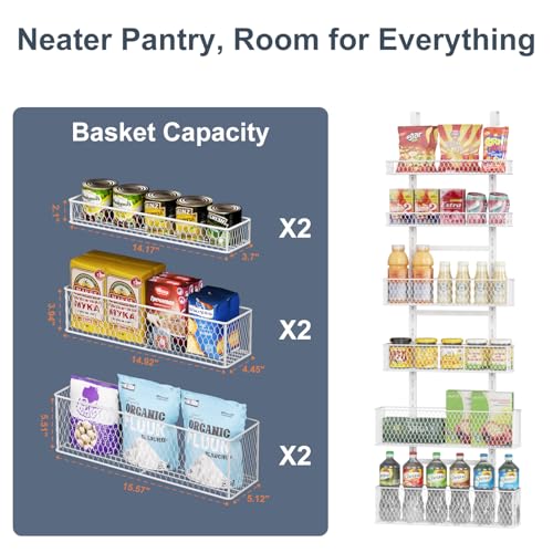 6-Tier Over The Door Pantry Organizer,Hanging Spice Rack,Grid Basket,White - My Kitchen Products