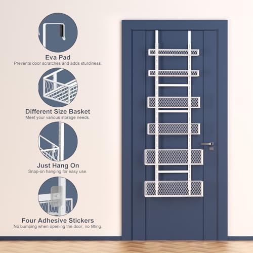 6-Tier Over The Door Pantry Organizer,Hanging Spice Rack,Grid Basket,White - My Kitchen Products