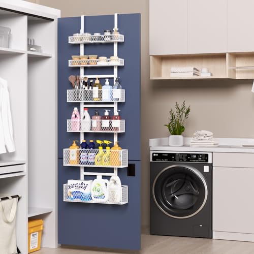 6-Tier Over The Door Pantry Organizer,Hanging Spice Rack,Grid Basket,White - My Kitchen Products