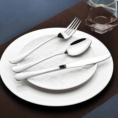 60 Piece Silverware Set for 12, Heavy Duty Stainless Steel Flatware Utensils Cutlery Set Including Steak Knife Fork and Spoon, Dishwasher Safe，Gift Package for Wedding Housewarming - My Kitchen Products