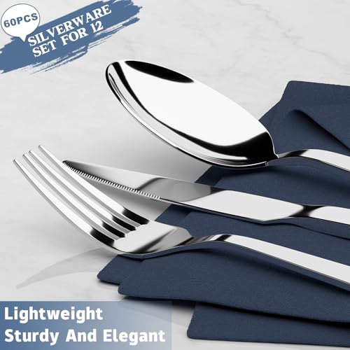 60 Piece Silverware Set For 12, Stainless Steel Flatware/Tableware Set Include Spoons/Forks/Knives, Yoehka Mirror Polished Cutlery Set For Home Kitchen Restaurant Hotel, Durable,Dishwasher Safe - My Kitchen Products
