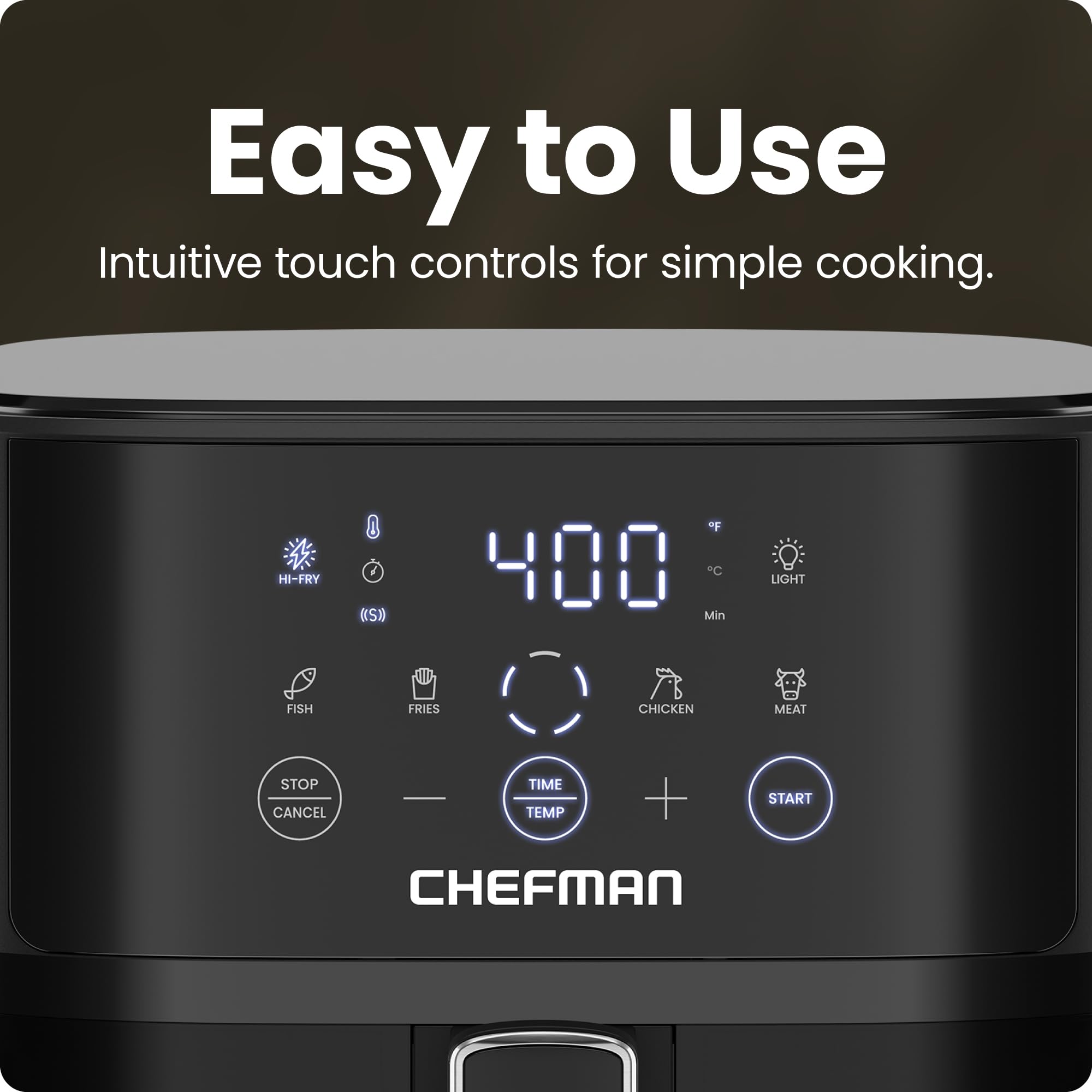 Chefman Air Fryer – 6 QT Compact Airfryer for Quick & Easy Meals, Features Hi-Fry Technology for Extra Crisp, Easy-View Window, Touch Controls with 4 Presets, Nonstick & Dishwasher Safe Basket - Black