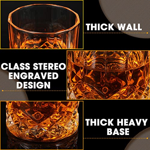 Mimorou 12 Pack Whiskey Glasses 10 oz Old Fashioned Glasses in Bar and Party Bourbon Glass, Rocks Glass, Cocktail Liquor Whiskey Lover Gift Christmas Gifts for Men, Dad, Father(Elegant)