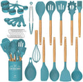 Umite Chef Kitchen Cooking Utensils Set, 33 pcs Non-stick Silicone Utensils Spatula Set with Holder, Silicone Kitchen Gadgets Utensil Set(Dark Blue)