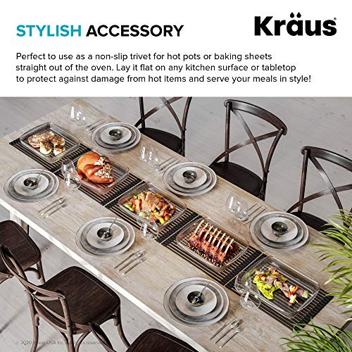 Kraus Multipurpose Over-Sink Roll-Up Dish Drying Rack, Colander and Trivet in Dark Grey, KRM-10DG