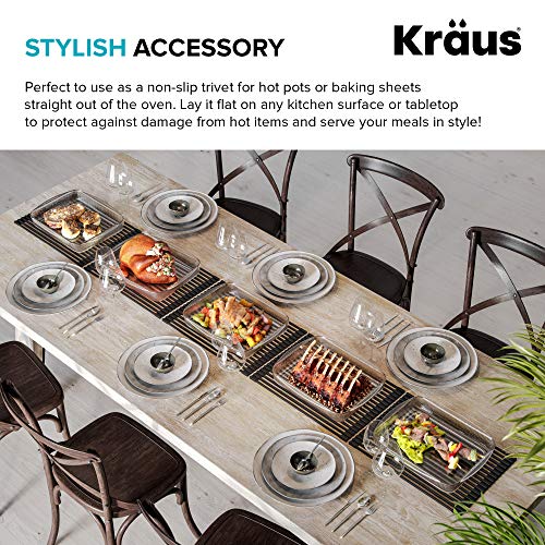 Kraus Multipurpose Workstation Sink Roll-Up Dish Drying Rack, Colander and Trivet in Yellow, KRM-11YL