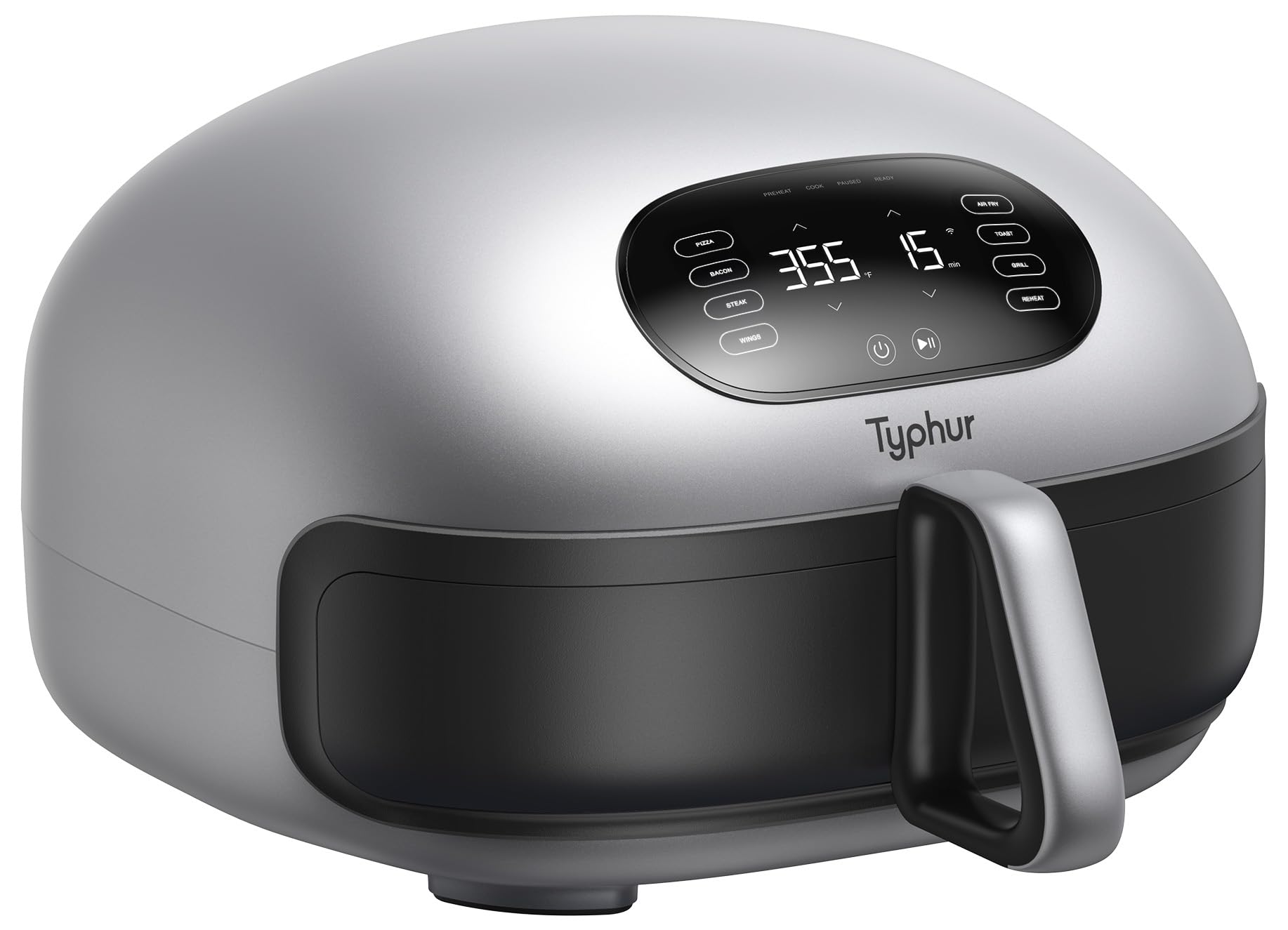 Typhur Dome 2 AI Smart Air Fryer, 15-in-1 Large Flat Airfryer with Top & Bottom Heating, Self-Cleaning Digital Fryer, PFAS-Free Ceramic Basket, Fits a 12" Pizza or Steaks, Whisper-Quiet, 120V
