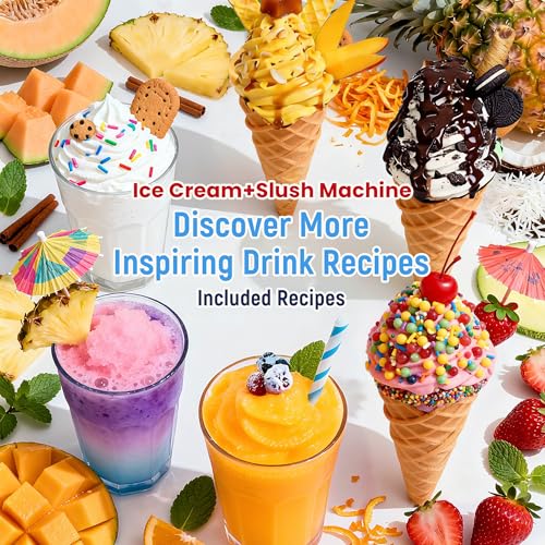 Slushie Machine & Ice Cream Maker, 85oz Larger Slushie Machine for Home, LED Display | 6 Preset Programs | Auto-Clean, Perfect for Margaritas, Frappes, Milkshakes & Smoothies, No Ice Needed