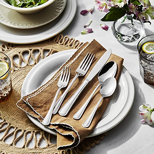 HENCKELS Alcea 65-Piece Flatware Set, Stainless Steel, Silver