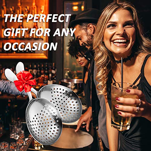 Boao 2 Pack Julep Strainers Stainless Steel Strainer Cocktail Spoon for Loose Tea Filter Practical Bar Colander Tool for Commercial Bar Use (Silver)