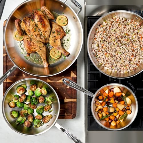 All-Clad D3® Stainless Steel 8 and 10 inch Frying Pans Set - Made in the USA- The Original Bonded Professional Cookware- Oven Safe & Induction Compatible