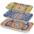 vancasso Serving Platters Set of 3, 16"/14"/12" Inch Rectangular Trays - Extra Large, Ceramic Bohemian Serving Dish for Entertaining Food, Microwave & Dishwasher Safe, Vintage