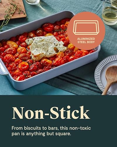 Caraway Non-Stick Ceramic 9”x13” Rectangle Pan - Naturally Slick Ceramic Coating - Non-Toxic, PTFE & PFOA Free - Perfect for Brownies, Lasagnas, and More - Cream