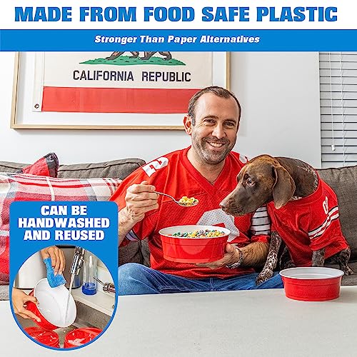 GoBig Red Party Cup Bowls - 30 Large Disposable Plastic Bowls