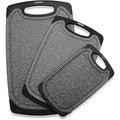 Viretang Plastic Cutting Boards Set of 3 for Kitchen, Thick Chopping Board with Deep Juice Grooves, Non‑Slip Feet, Easy Grip Handle, BPA Free, Dishwasher Safe,Black