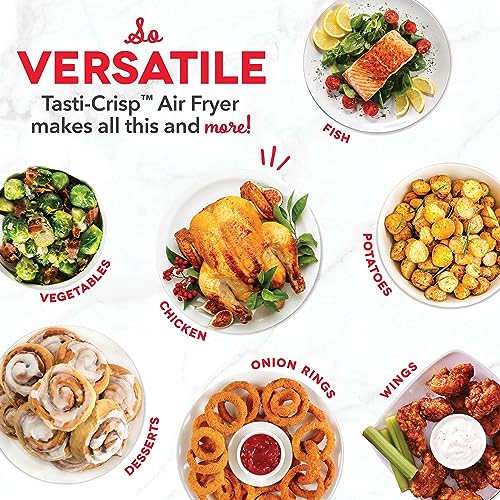 Dash Tasti-Crisp™ Air Fryer - AirCrisp® Technology - Compact Design with Adjustable Temperature Control - Nonstick Fry Basket & Auto Shut-Off Feature - 6 Quarts - Black