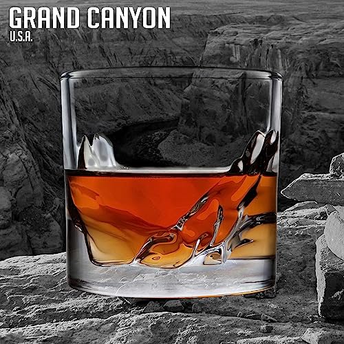 LIITON Grand Canyon Heavy Crystal Whiskey Glasses Gift Set of 2, Thick Freezable Bourbon Glass 1lb Each, Premium Whiskey Gifts for Men, Frozen Crystal Chills Cocktails Collins Glass, 10 oz