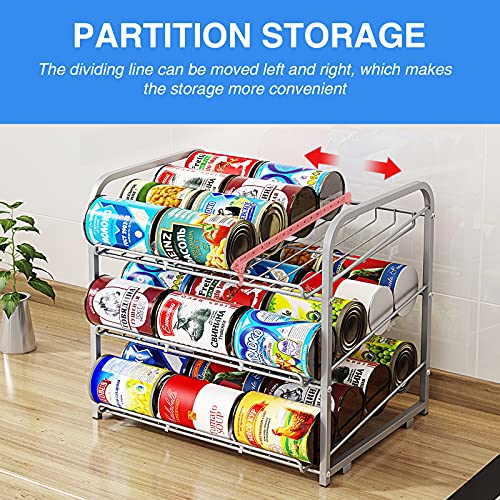 AIYAKA Can Rack Organizer, 3 Tier Stackable Can Storage Dispenser,for Food Storage, Kitchen Cabinets or Pantry, Storage for 36 Cans, Silver