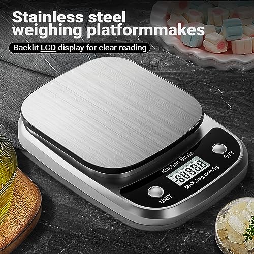 GRAM PRES Food Kitchen Scale Digital Weight Grams and Oz，Professional Small Digital Kitchen Food Scales 3kg/0.1g for Weight Loss