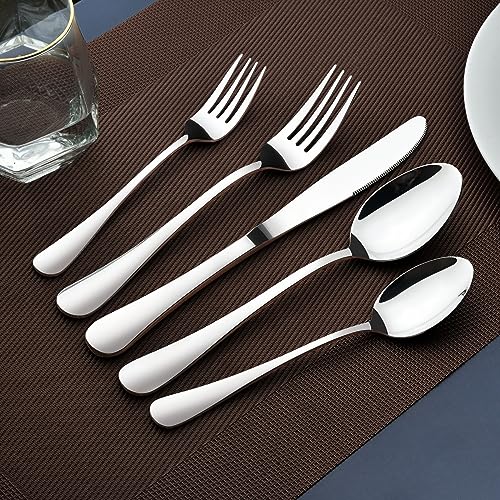 60 Piece Silverware Set for 12, Heavy Duty Stainless Steel Flatware Utensils Cutlery Set Including Steak Knife Fork and Spoon, Dishwasher Safe，Gift Package for Wedding Housewarming