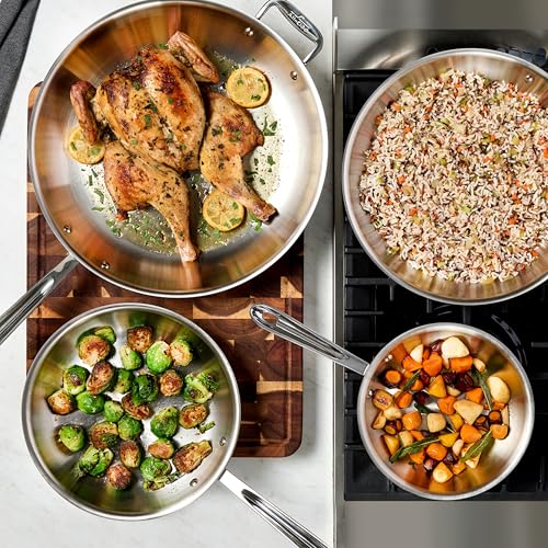 All-Clad D3® Stainless Steel 10 and 12 inch Frying Pans Set - Made in the USA- The Original Bonded Professional Cookware- Oven Safe & Induction Compatible