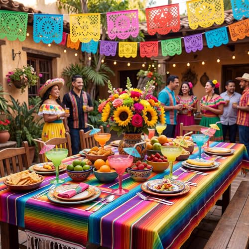 Honeydak 86 Pcs Plastic Margarita Glasses with Cocktail Straws, 36 Pcs 12 oz Disposable Margarita Glass Cups, 50 Pack Straws for Cocktails Summer Party Tropical Beverages, Multicolor(Hawaiian)