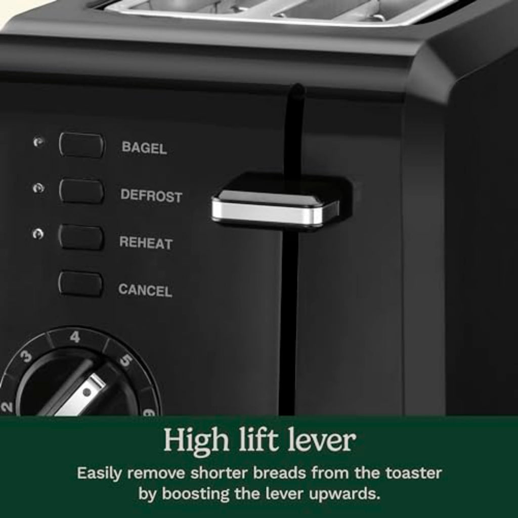 Cuisinart CPT-122BK 2-Slice Compact Plastic Toaster, Slots for Bagels & Bread, 7 Shade Settings, Cancel/Defrost/Reheat Functions, Removable Crumb Tray, Small Kitchen Appliance for Home & Office, Black