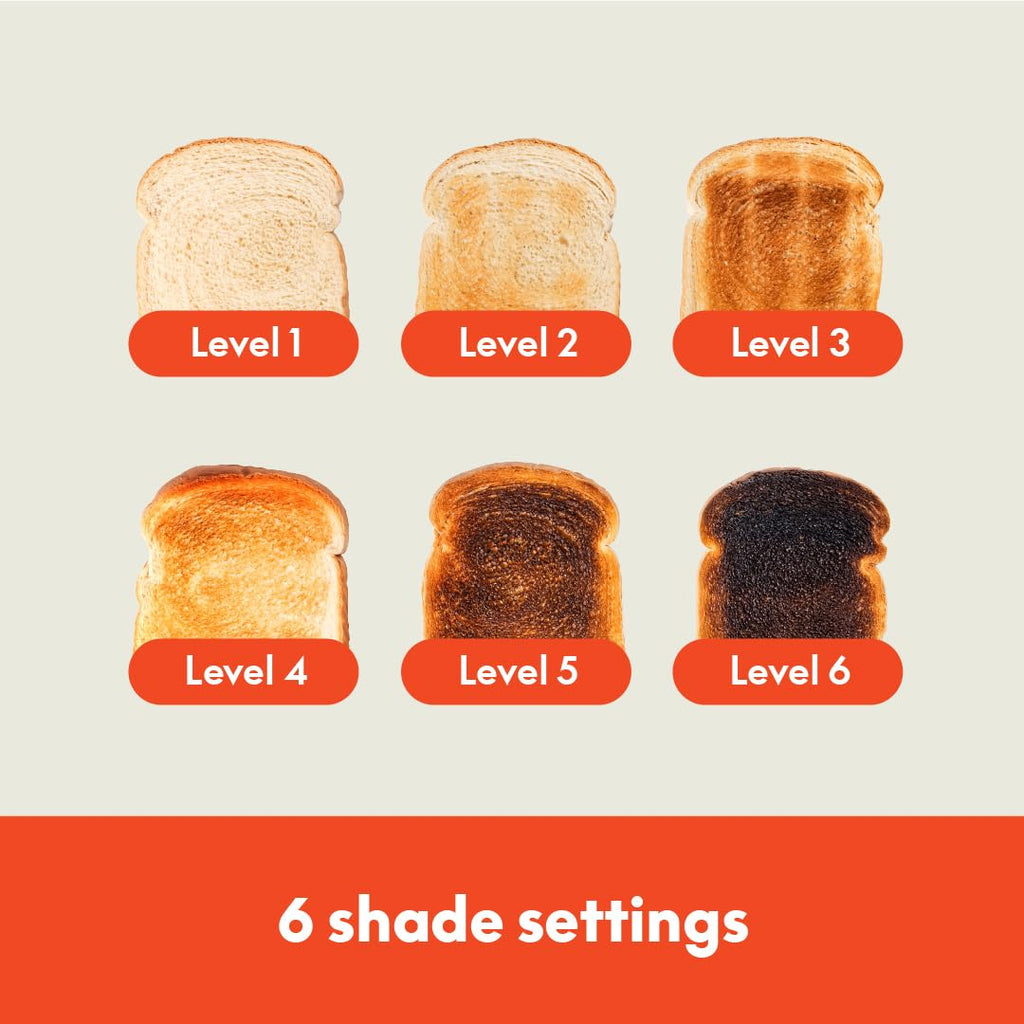 bella 2 Slice Slim Toaster,Fits-anywhere™ Kitchenware,6 Setting Shade Control with Reheat & Cancel Buttons,Fits sourdough,10” Long Slot,Anti Jam & Auto Shutoff,900 Watt,Oatmilk,(Pack of 6)