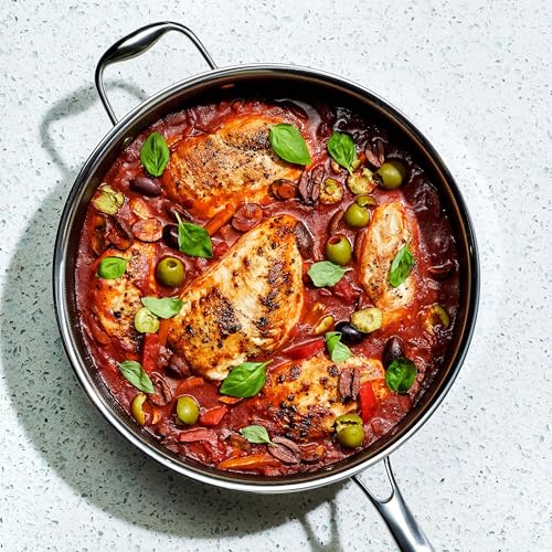 HexClad 5.5 Quart Hybrid Nonstick Deep Sauté Frying Pan with Lid, Dishwasher and Oven-Safe, Induction Ready, Compatible with All Cooktops