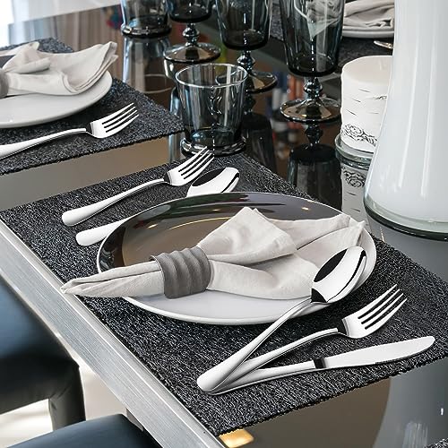60 Piece Silverware Set for 12, Heavy Duty Stainless Steel Flatware Utensils Cutlery Set Including Steak Knife Fork and Spoon, Dishwasher Safe，Gift Package for Wedding Housewarming
