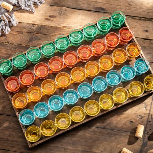SUN GKOTTA 60 Pack Glass Shot Glasses Set,1.8OZ Shot Glasses Bulk With Heavy Base,Small mini Glass Cups for Vodka,Tequila,Espressos,Chocolate,Beer,whiskey