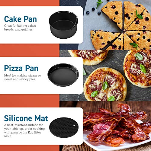 COSORI Air Fryer Accessories, Set of 6 Perfect for Most 5.0 Qt and Larger Ovens, Cake & Pizza Pan, Metal Holder, Rack & Skewers, etc, BPA Free, Nonstick, Dishwasher Safe, 5.8 QT, Black