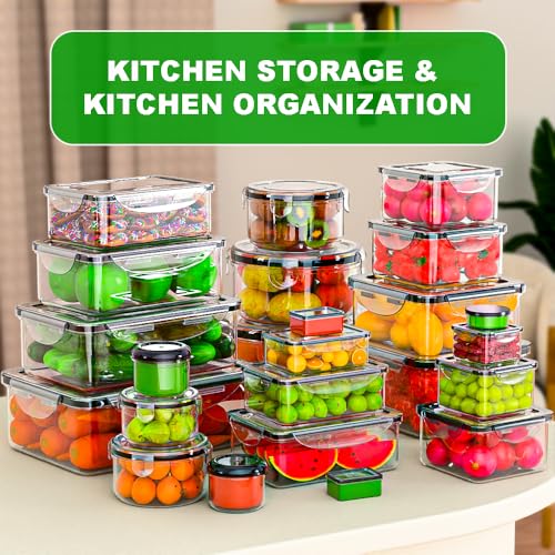 62 Pcs Large Food Storage Containers with Lids Airtight,Total 656OZ(31 Containers &31 Lids), Reusable BPA-Free Plastic Food Container for Kitchen Organization, Leakproof Meal-Prep Containers for Lunch - My Kitchen Products