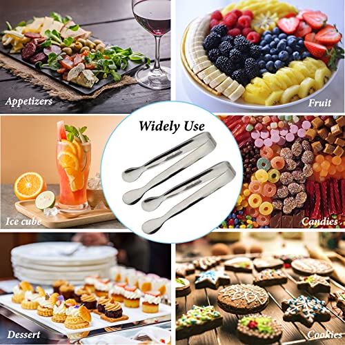 6PCS Ice Tongs Mini Sugar Tongs 4.25Inch Stainless Steel Kitchen Utensils Set,Small Serving Tong and Tiny Kitchen Tong for Appetizers,Tea Party, Coffee Bar, Desserts by Sunenlyst (Silver) - My Kitchen Products