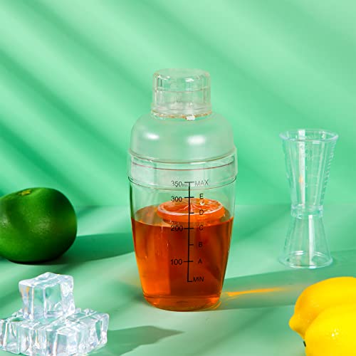 7 Pcs Plastic Cocktail Shaker Set Drink Mixer with Mark Clear Drink Cocktail Shaker and Measuring Jigger Set Ounce Cup Clear for Bar Party Home Use Wine Bar(11.8oz) - My Kitchen Products