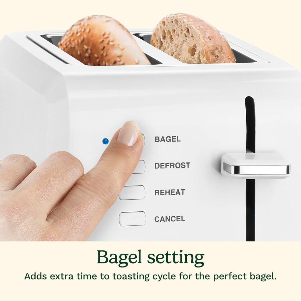 Cuisinart CPT-122 2-Slice Compact Plastic Toaster, Slots for Bagels & Bread, 7 Shade Settings, Cancel/Defrost/Reheat Functions, Removable Crumb Tray, Small Kitchen Appliance for Home & Office, White