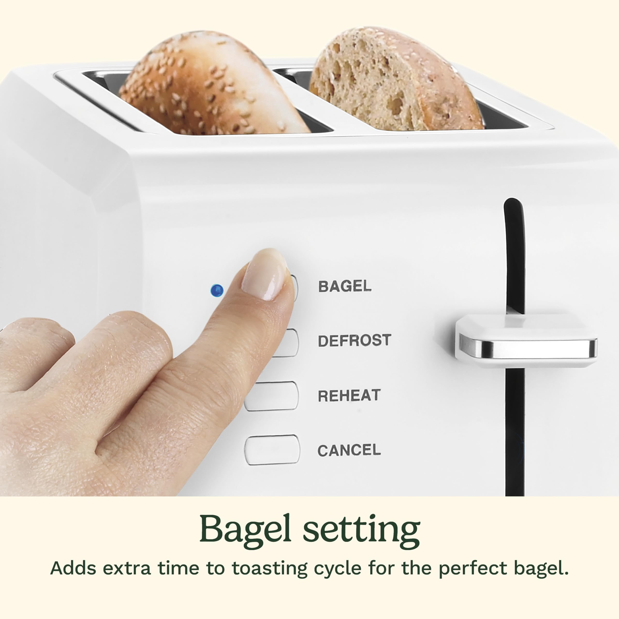 Cuisinart CPT-122 2-Slice Compact Plastic Toaster, Slots for Bagels & Bread, 7 Shade Settings, Cancel/Defrost/Reheat Functions, Removable Crumb Tray, Small Kitchen Appliance for Home & Office, White