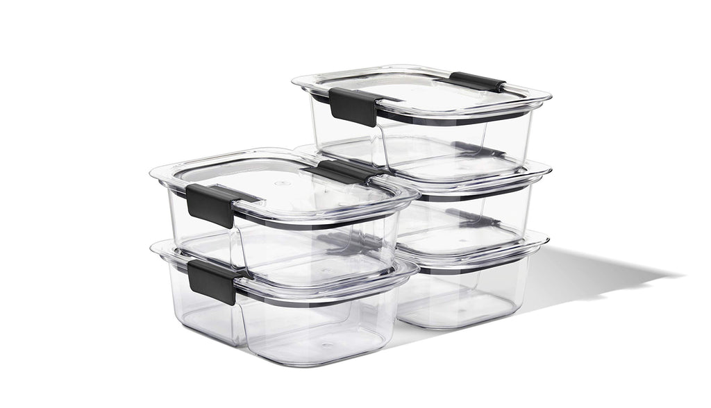 Rubbermaid Brilliance Meal Prep Containers, 2-Compartment Food Storage Containers, 2.85 Cup, 5-Pack, BPA-Free, Clear/Grey