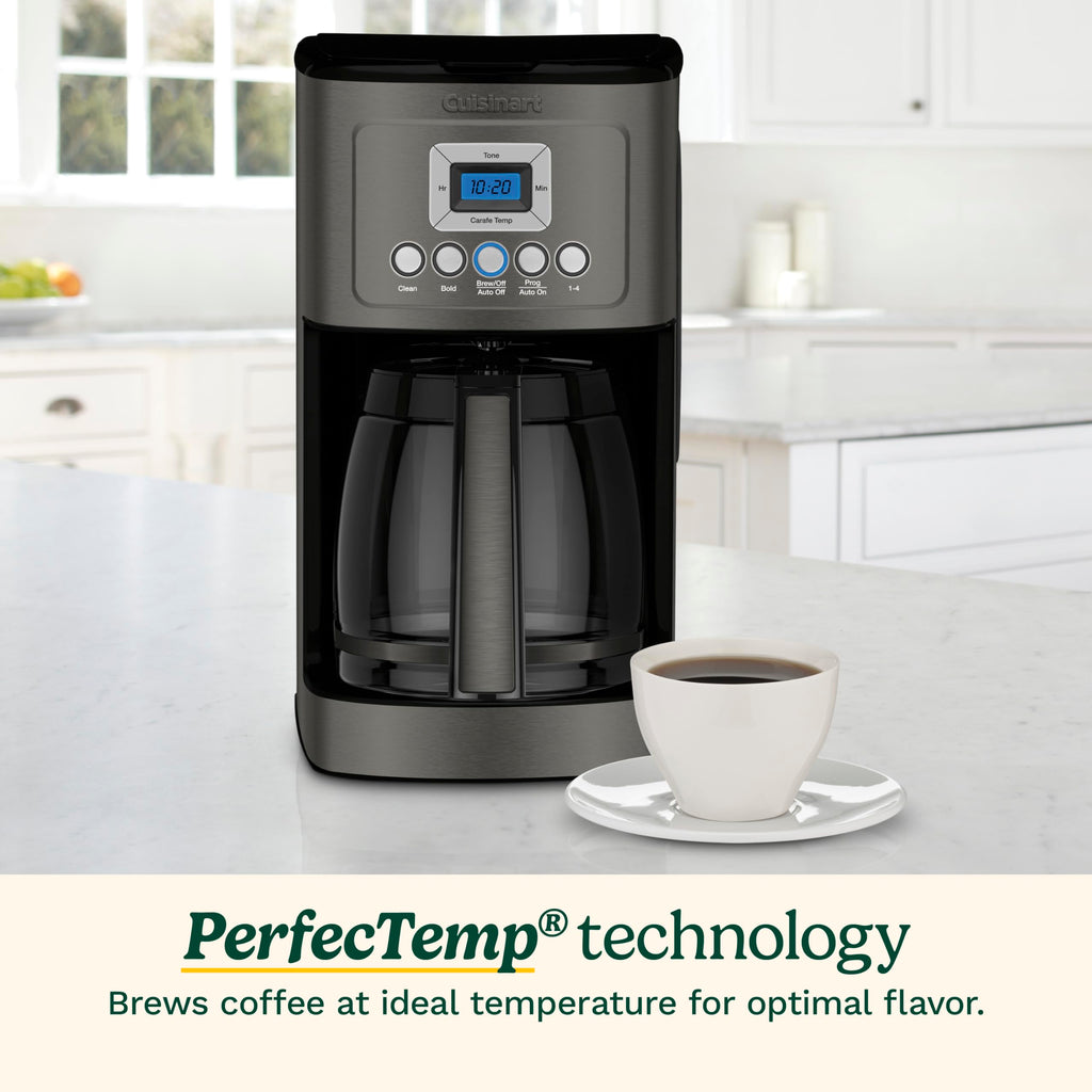 Cuisinart 14-Cup Coffee Maker, Programmable PerfecTemp Glass Carafe Coffee Machine with 1-4 Cup Setting, Brew Strength Control and Pause, Stainless Steel, DCC-3200BKSNAS, Black