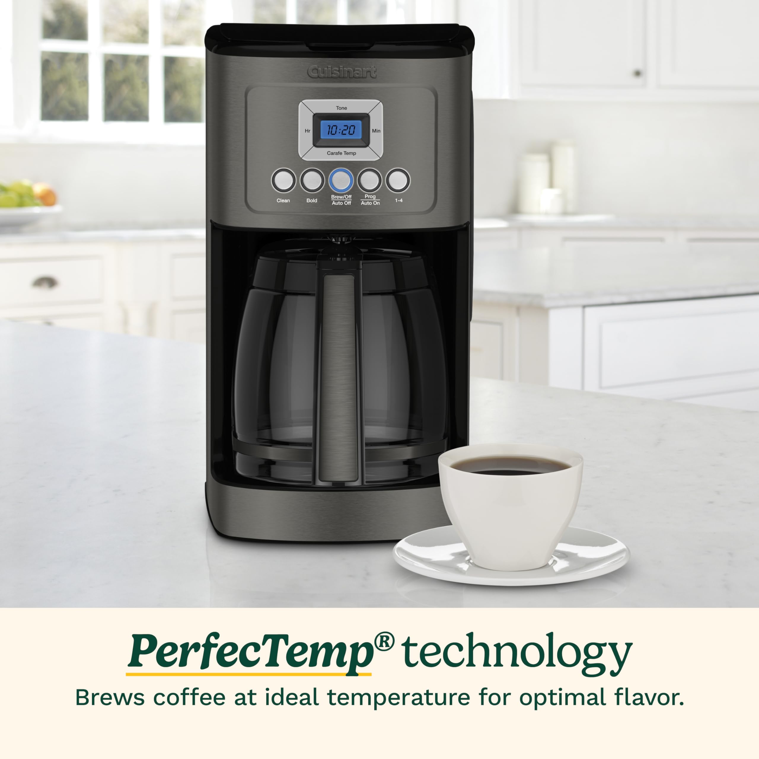 Cuisinart 14-Cup Coffee Maker, Programmable PerfecTemp Glass Carafe Coffee Machine with 1-4 Cup Setting, Brew Strength Control and Pause, Stainless Steel, DCC-3200BKSNAS, Black