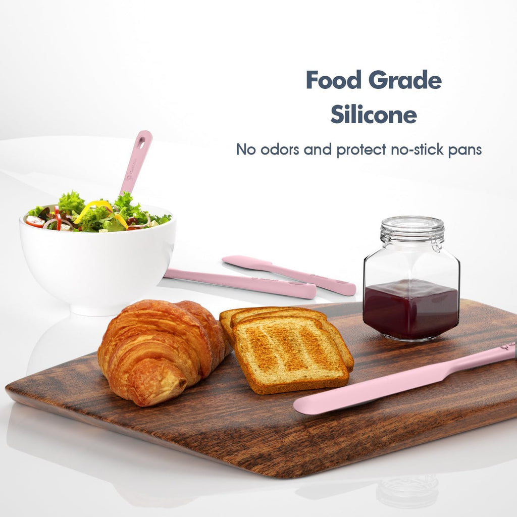 ChefAide 5 Pieces Silicone Spatula Set, Food Grade Rubber Spatula, Upgrade Strong Handle with Ergonomic Grip, Heat Resistant Up to 600°F for Nonstick Cookware, Cooking