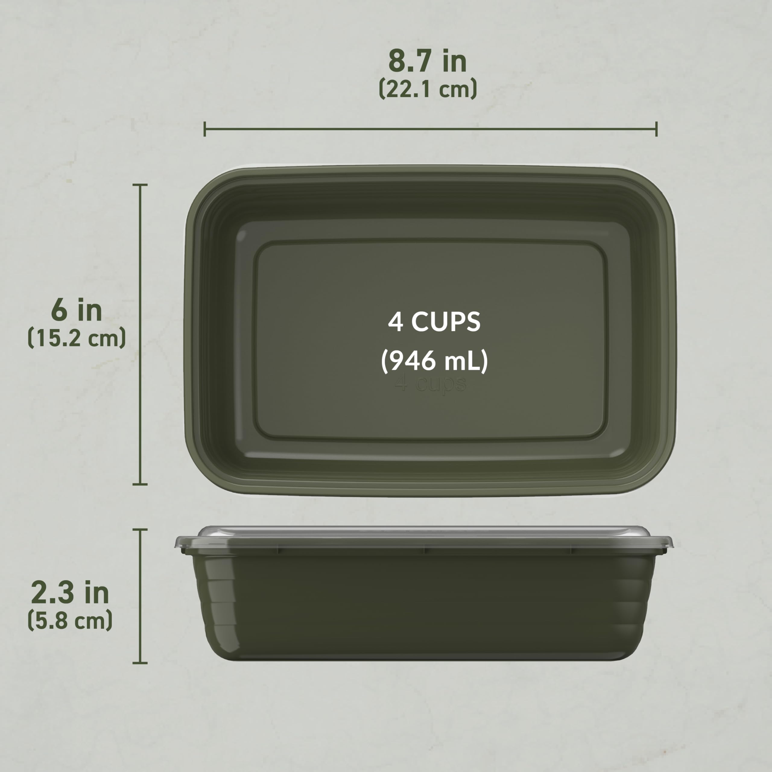 Bentgo Prep - 20-Piece 1-Compartment Reusable Meal Prep Containers with Lids, PFAS & BPA Free Materials, Durable, Microwave, Freezer, & Dishwasher Safe To Go Food Storage (Khaki Green)