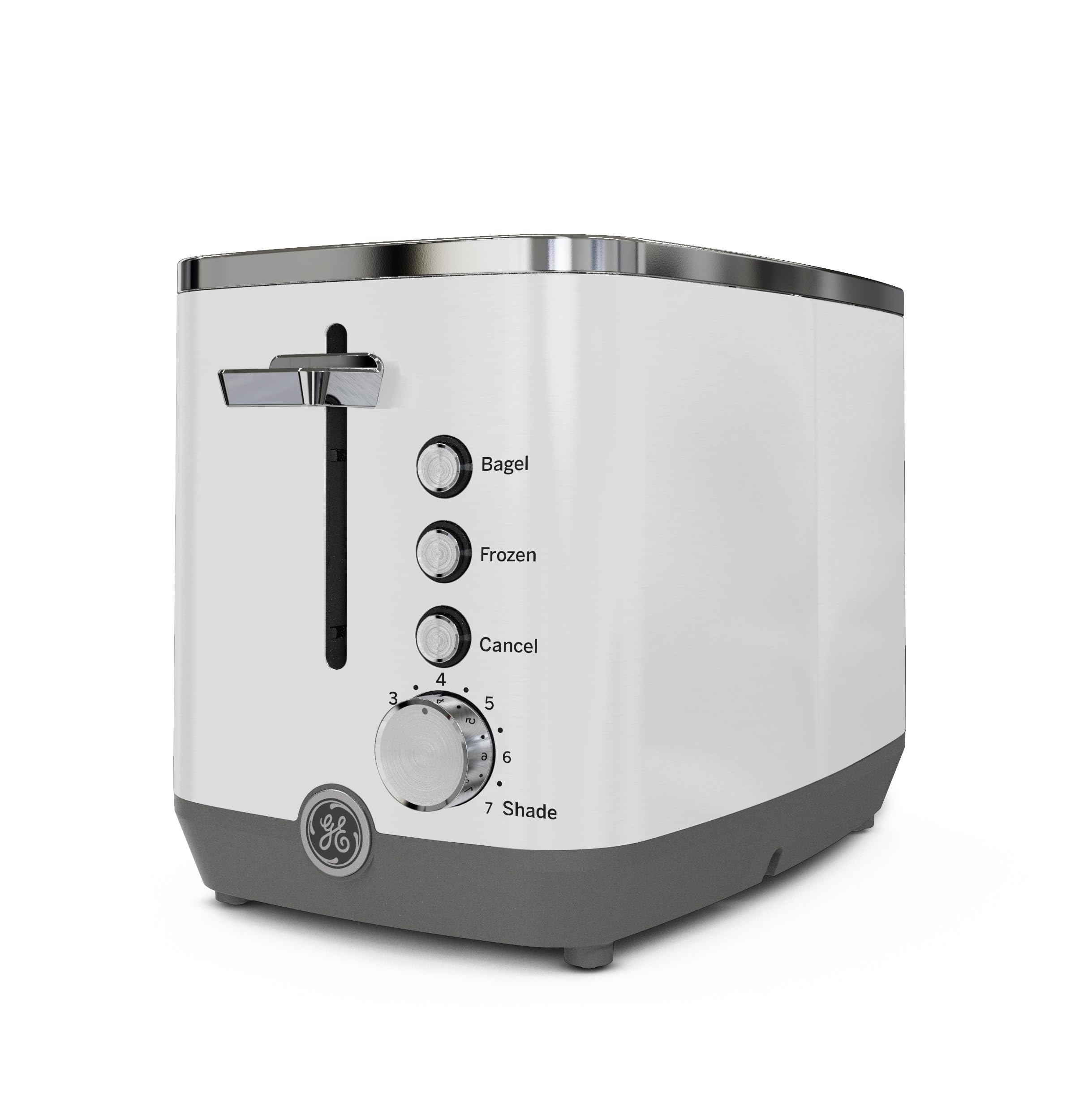 GE 2 Slice Toaster, Extra Wide Slots for Toasting Bagels, Breads, Waffles & More, 7 Adjustable Shade Settings, Removable Crumb Tray, Countertop Kitchen Essentials, 850 Watts, White