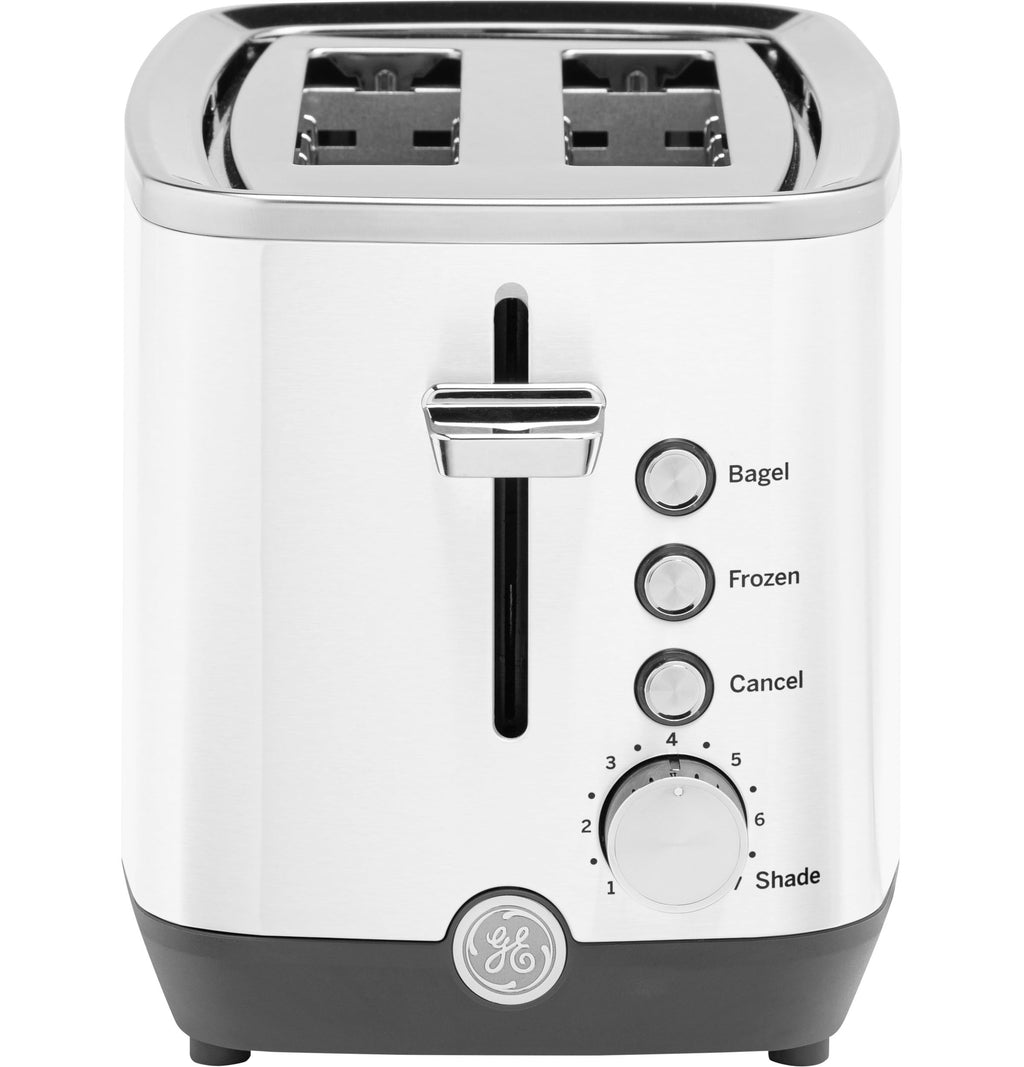 GE 2 Slice Toaster, Extra Wide Slots for Toasting Bagels, Breads, Waffles & More, 7 Adjustable Shade Settings, Removable Crumb Tray, Countertop Kitchen Essentials, 850 Watts, White
