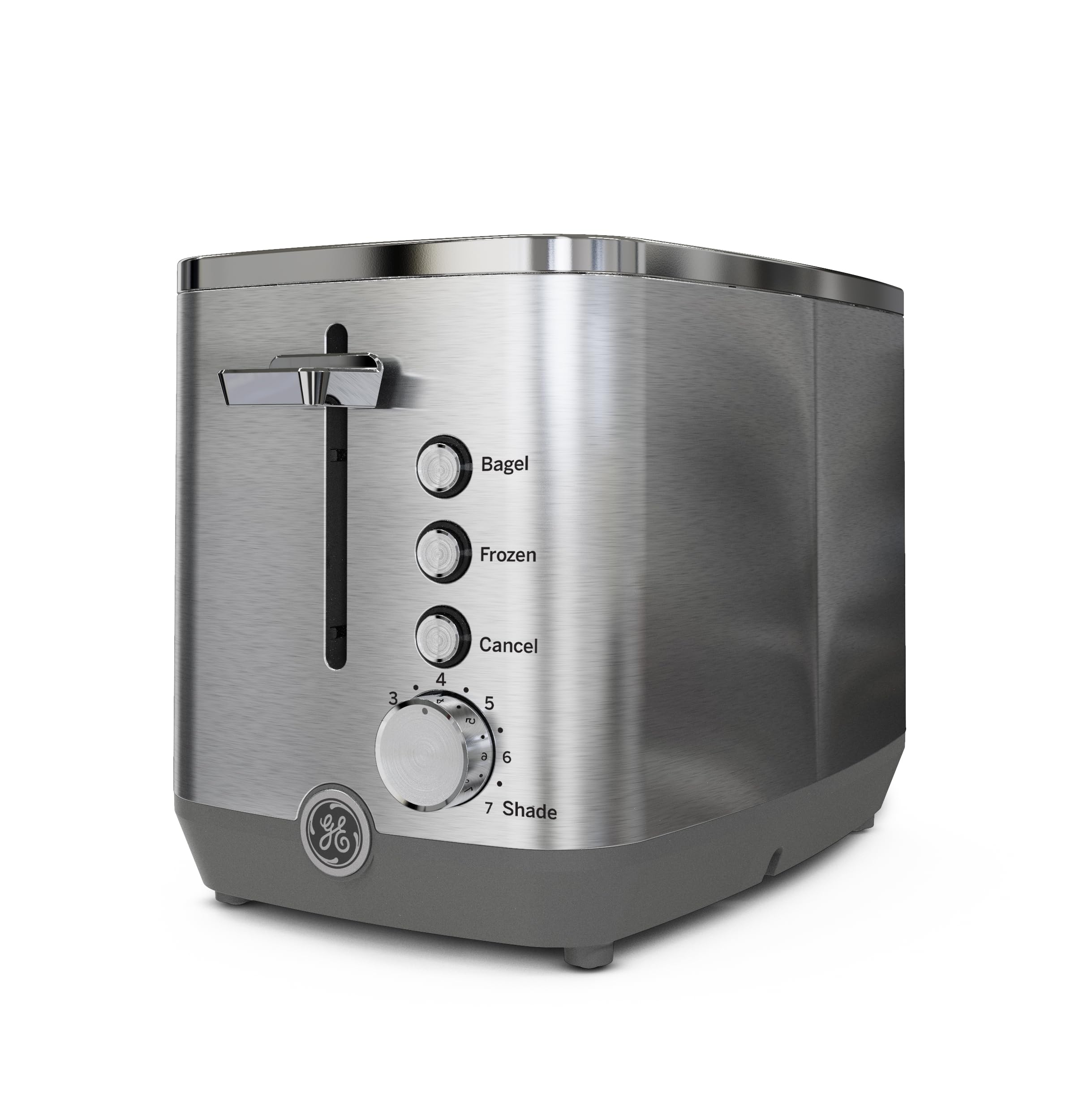 GE 2 Slice Stainless Steel Toaster, Extra Wide Slots for Toasting Bagels, Breads, Waffles & More, 7 Adjustable Shade Settings, Removable Crumb Tray, Countertop Kitchen Essentials, 850 Watts
