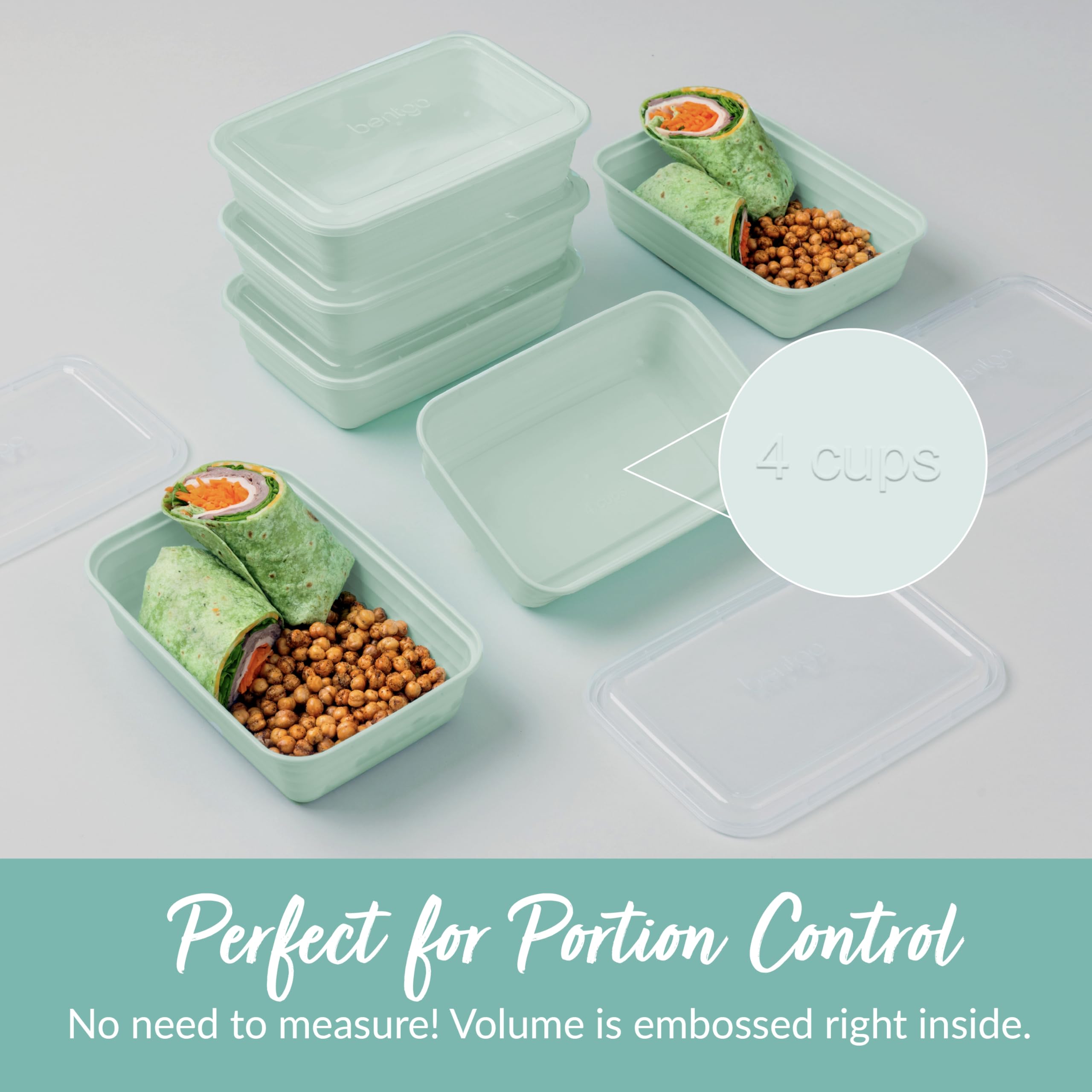 Bentgo Prep - 20-Piece 1-Compartment Reusable Meal Prep Containers with Lids, PFAS & BPA Free Materials, Durable, Microwave, Freezer, & Dishwasher Safe To Go Food Storage (Mint)